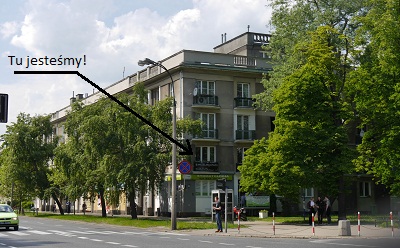 Tutaj jesteśmy, widok od strony Urzędu Bielany